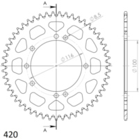 Alu-Rear Sprocket / Chain Wheel Supersprox 420/52t green