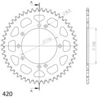 Alu-Rear Sprocket / Chain Wheel Supersprox 420/52t silver