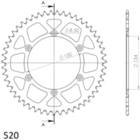 Alu-Rear Sprocket / Chain Wheel Supersprox 520/54t black 17206AK54