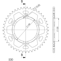 Alu-Rear Sprocket / Chain Wheel Supersprox 530/42t black 17603AK42