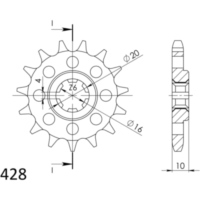 Front Sprocket Supersprox 428/16t 22205-16