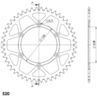 Alu-Rear Sprocket / Chain Wheel Supersprox 520/50t silver 30224V50
