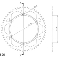 Alu-Rear Sprocket / Chain Wheel Supersprox 520/58t gold