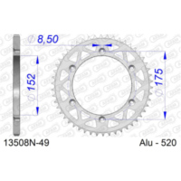 Alu Chain Wheel - Rear Sprocket AFAM 520 - 54t Gun Metal 13323+54