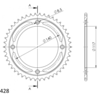 Steel-Rear Sprocket / Chain Wheel Supersprox 428/48t black 30831-48