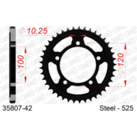 Steel Chain Wheel - Rear Sprocket AFAM 520 - 45t SILVER 3520445