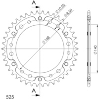 Stealth-Rear Sprocket / Chain Wheel Supersprox 525/43t red 35305R43