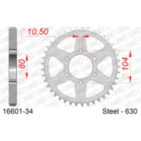 Racing Steel Chain Wheel - Rear Sprocket AFAM 420 - 44t BLACK 164803RLK44