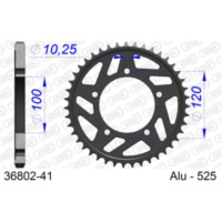 Steel Chain Wheel - Rear Sprocket AFAM 525 - 43t BLACK 3580243