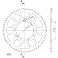 Alu-Rear Sprocket / Chain Wheel Supersprox 420/58t red 36601AR58
