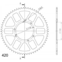 Alu-Rear Sprocket / Chain Wheel Supersprox 420/65t red 36601AR65