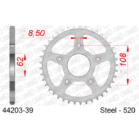 SLK Steel Chain Wheel - Rear Sprocket AFAM 520 - 48t BLACK 38300SLK+48