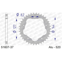 Alu Chain Wheel - Rear Sprocket AFAM 520 - 37t for PCD Gun Metal 5160737