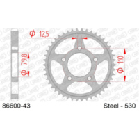 Alu Chain Wheel - Rear Sprocket AFAM 520 - 38t for PCD Gun Metal 5160738