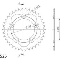 Alu-Rear Sprocket / Chain Wheel Supersprox 525/37t black 51614AK37