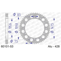 Alu Chain Wheel - Rear Sprocket AFAM 428 - 53t SILVER60101-53 | ID 135,6 LK 147,5 6-Loch