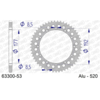 Alu Chain Wheel - Rear Sprocket AFAM 520 - 53t SILVER 6330053