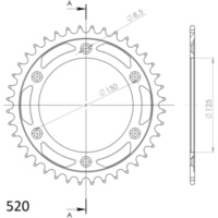 Steel-Rear Sprocket / Chain Wheel Supersprox 520/41t black 71304-41