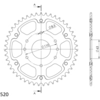 Stealth-Rear Sprocket / Chain Wheel Supersprox 520/48t gold 71306S48