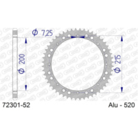 Alu Chain Wheel - Rear Sprocket AFAM 520 - 52t SILVER 7230152