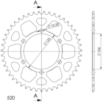 Alu-Rear Sprocket / Chain Wheel Supersprox 520/45t black 87502AK45