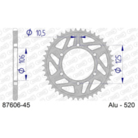 Alu Chain Wheel - Rear Sprocket AFAM 520 - 45t Gun Metal 8760645