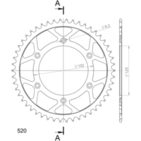 Steel-Rear Sprocket / Chain Wheel Supersprox 520/52t black 92340-52
