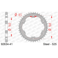 Steel Chain Wheel - Rear Sprocket AFAM 525 - 41t BLACK 9263441