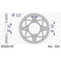 Alu Chain Wheel - Rear Sprocket AFAM 520 - 43t SILVER 9332043