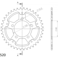 Stealth-Rear Sprocket / Chain Wheel Supersprox 520/44t blue 93604B44