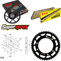 Kettensatz Stahl für: DERBI Senda 125 SM /Baja 04-14 17-50-138 DID428VX(G&B) Clip