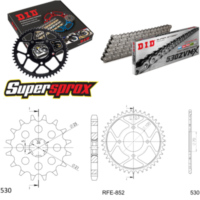 Kettensatz Stahl für: YAMAHA RD250 LC 80-83 16-41-102 DID530ZVM-X Niet