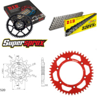 Chain Kit - ALU - red for: HONDA XR650 L [US] 93-96 15-45-114 DID520VX3 endless