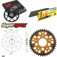 Chain Kit Stealth gold for: APRILIA RS125 Extrema/Replic 17-40-108 DID520 Clip