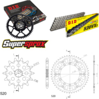 Kettensatz Stealth gold für: YAMAHA WR125 02-03/YZ125 02-04 13-49-112 DID520VX3 Clip