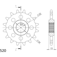 Front Sprocket Supersprox 520/16t 61500-16