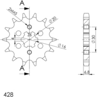 Front Sprocket Supersprox 428/14t 21207-14