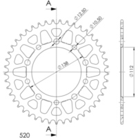 Alu-Rear Sprocket / Chain Wheel Supersprox 520/44t red 11509AR44