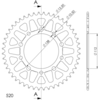 Alu-Rear Sprocket / Chain Wheel Supersprox 520/48t black 11509AK48