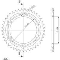 Alu-Rear Sprocket / Chain Wheel Supersprox 530/40t black