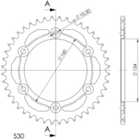 Alu-Rear Sprocket / Chain Wheel Supersprox 530/44t red 11616AR44