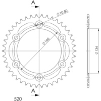 Alu-Rear Sprocket / Chain Wheel Supersprox 520/44t gold