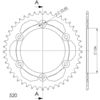 Alu-Rear Sprocket / Chain Wheel Supersprox 520/45t red 11618AR45