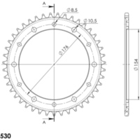 Alu-Kettenrad Supersprox 530/43Z rot