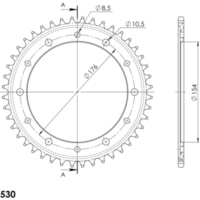 Alu-Rear Sprocket / Chain Wheel Supersprox 530/44t blue