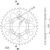 Alu-Rear Sprocket / Chain Wheel Supersprox 525/39t gold