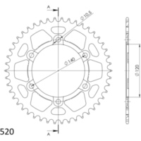 Alu-Rear Sprocket / Chain Wheel Supersprox 520/46t black 17404AK46