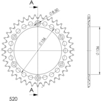 Alu-Rear Sprocket / Chain Wheel Supersprox 520/38t red 15206AR38