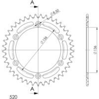 Alu-Rear Sprocket / Chain Wheel Supersprox 520/40t black 15206AK40