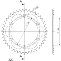 Alu-Rear Sprocket / Chain Wheel Supersprox 520/44t black 15206AK44